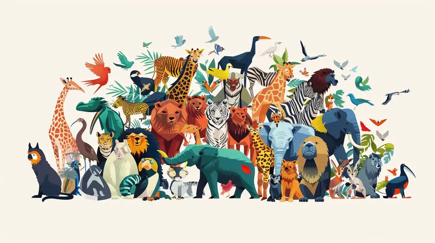 Vector Animal Collage Midjourney提示词