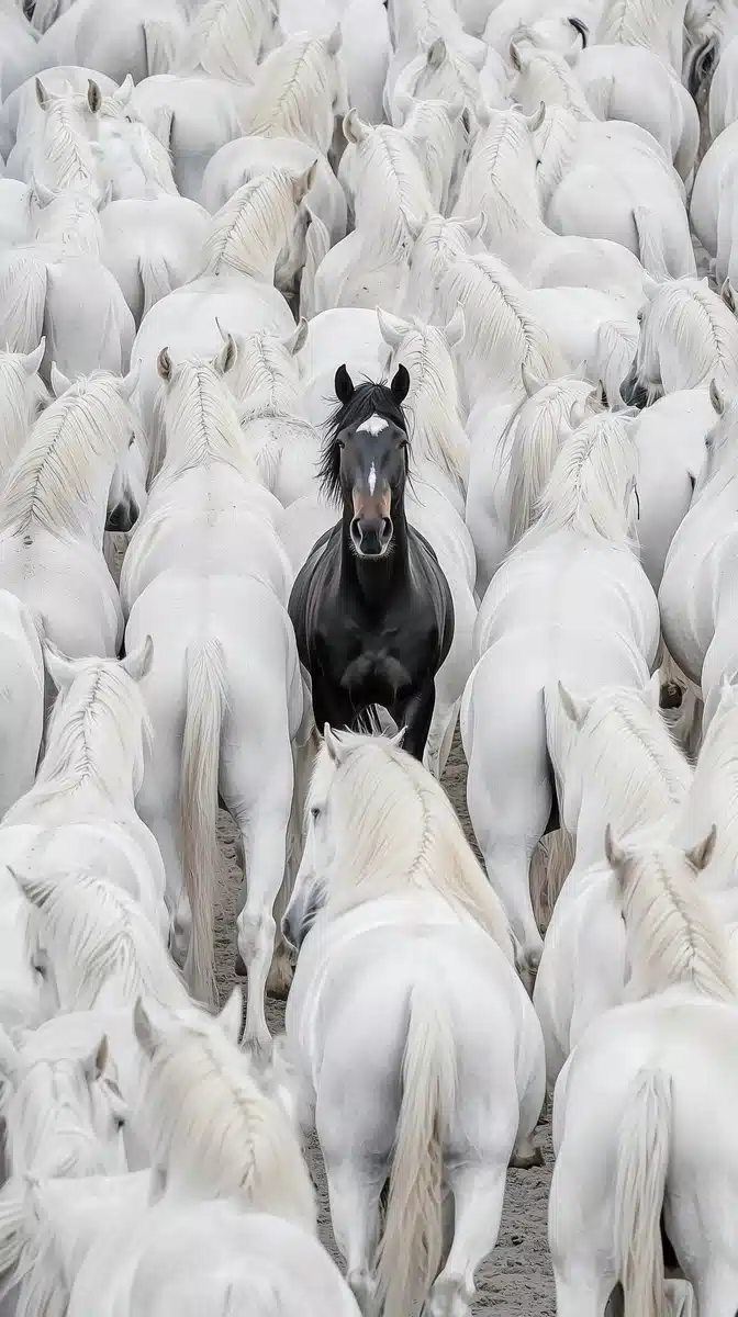 Overhead Herd of Horses Midjourney提示词
