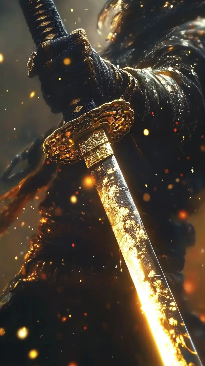 Golden Japanese Sword Star Midjourney提示词