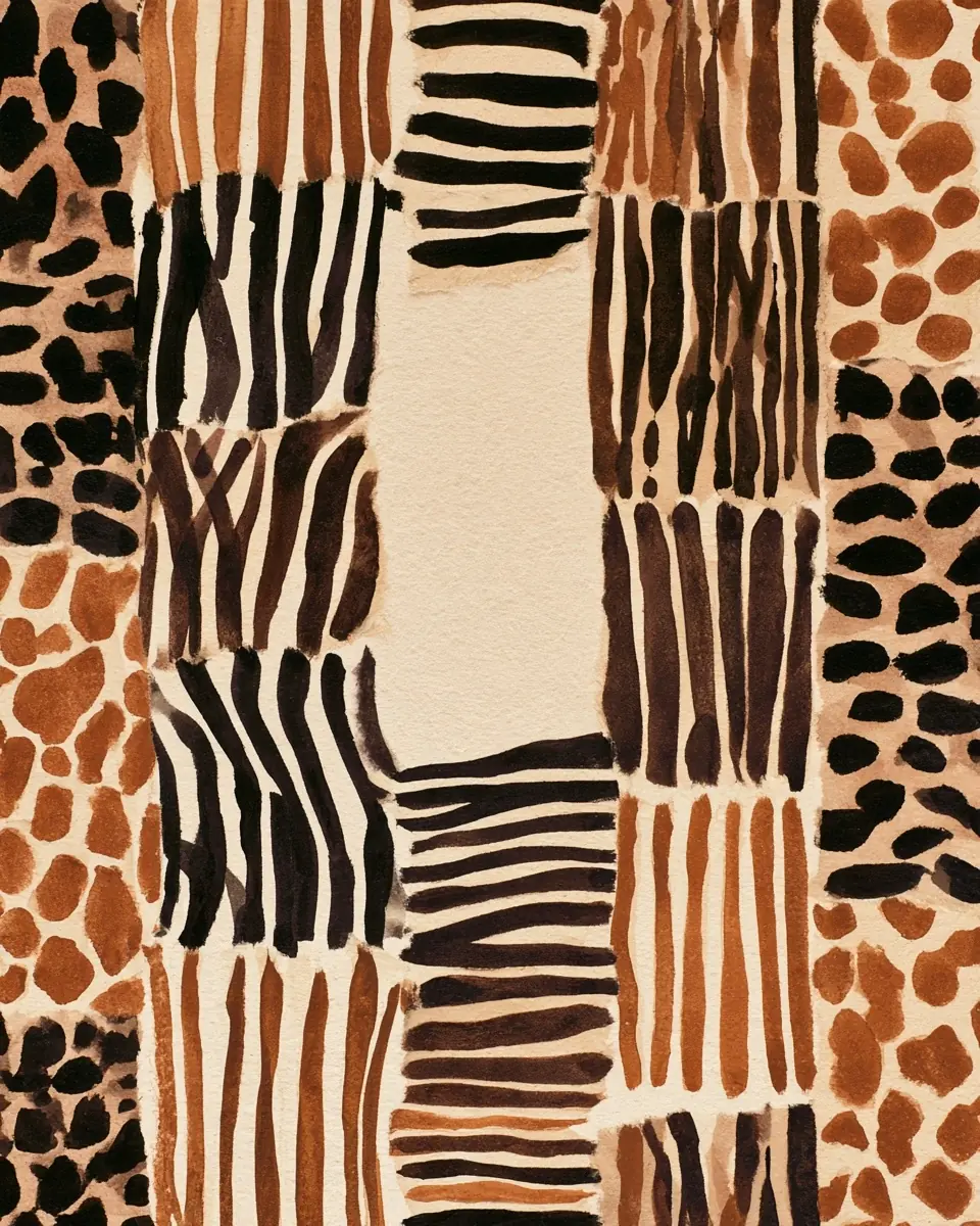 Abstract Safari Collage Wallpaper Midjourney提示词