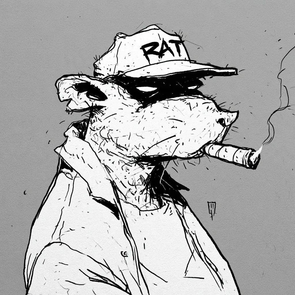 Cartoon Tough NYC Rat Midjourney提示词