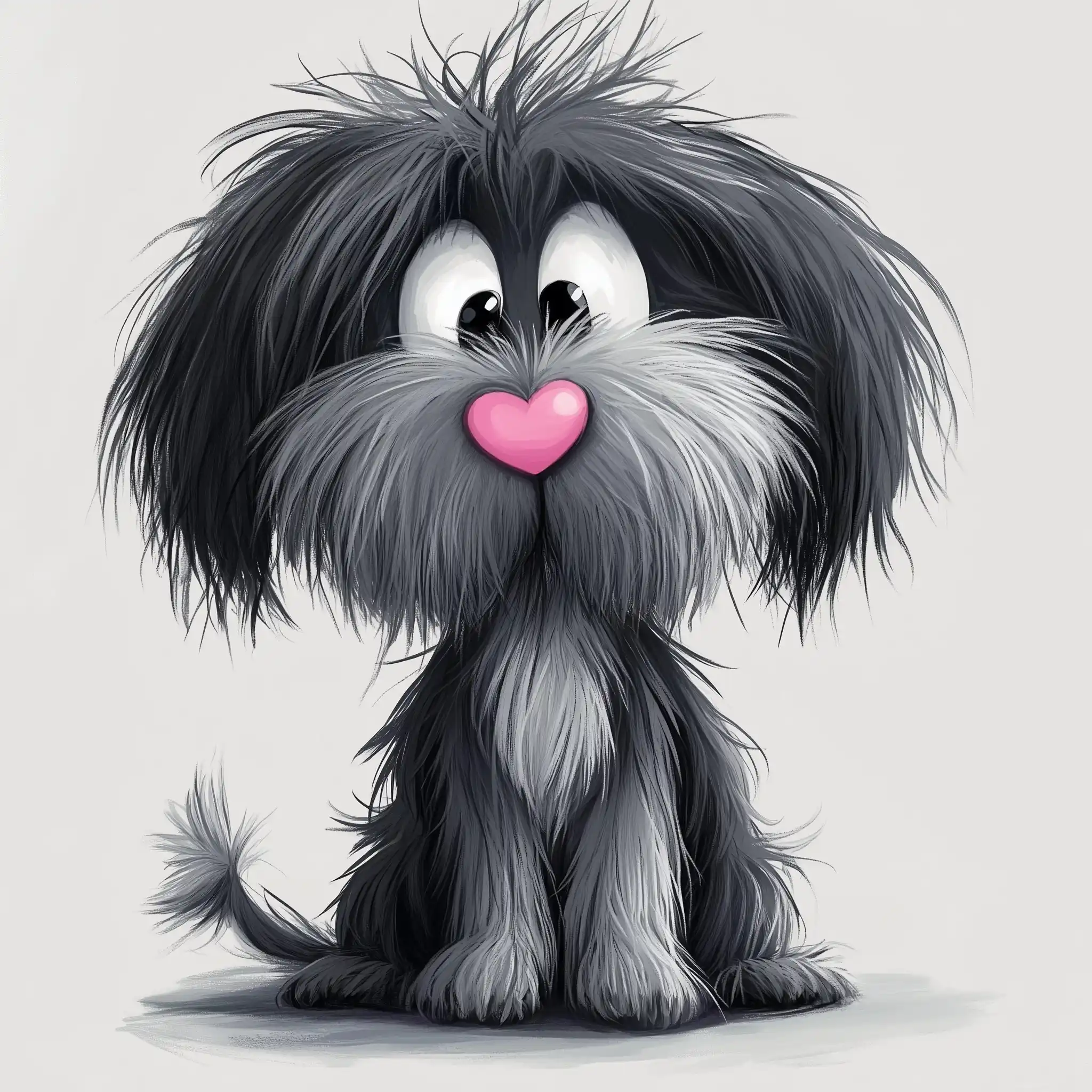 Cartoon Dog with Heart Midjourney提示词