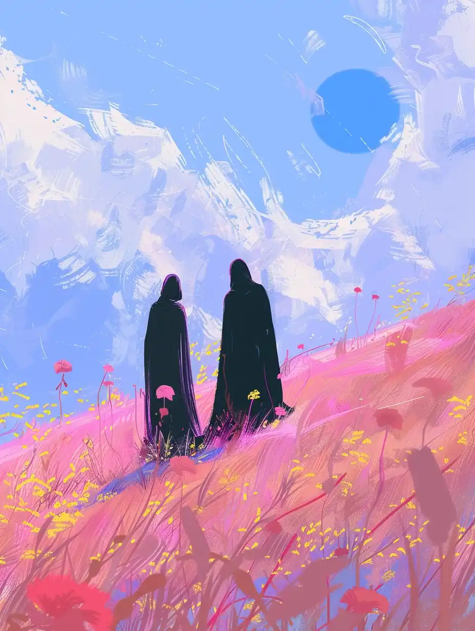 Minimalistic Death and Angel Midjourney提示词