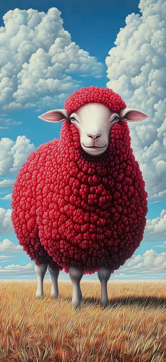 Surreal Red Sheep Fractal Midjourney提示词