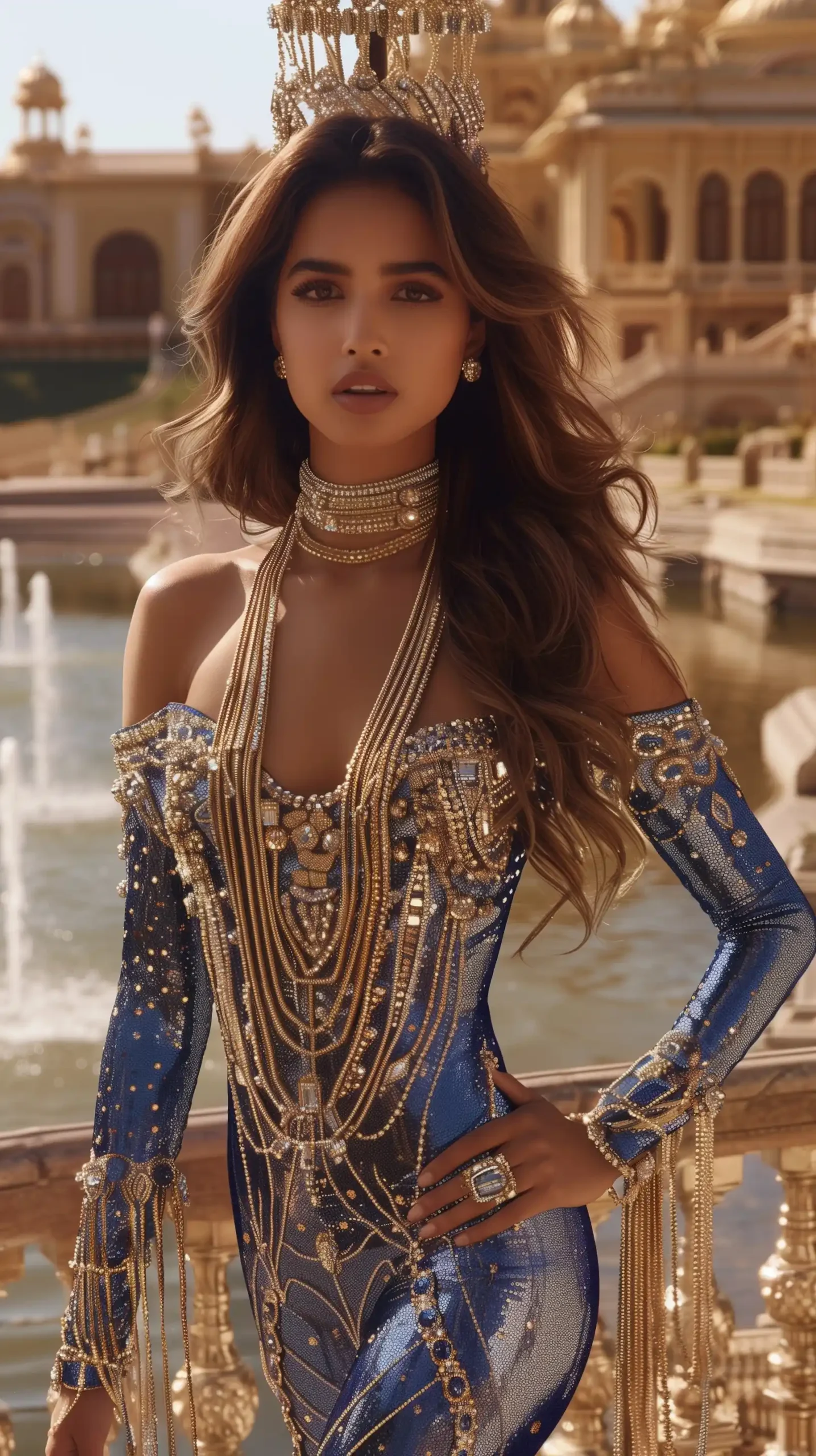 Luxury Goddess in Gold Midjourney提示词