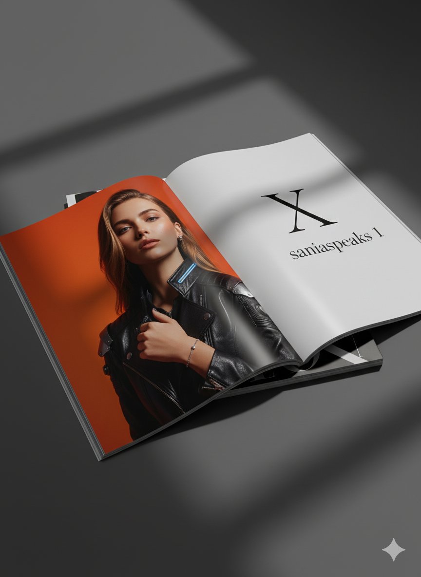 Fashion Model in Leather Jacket - Magazine Spread Photo Nano Banana提示词