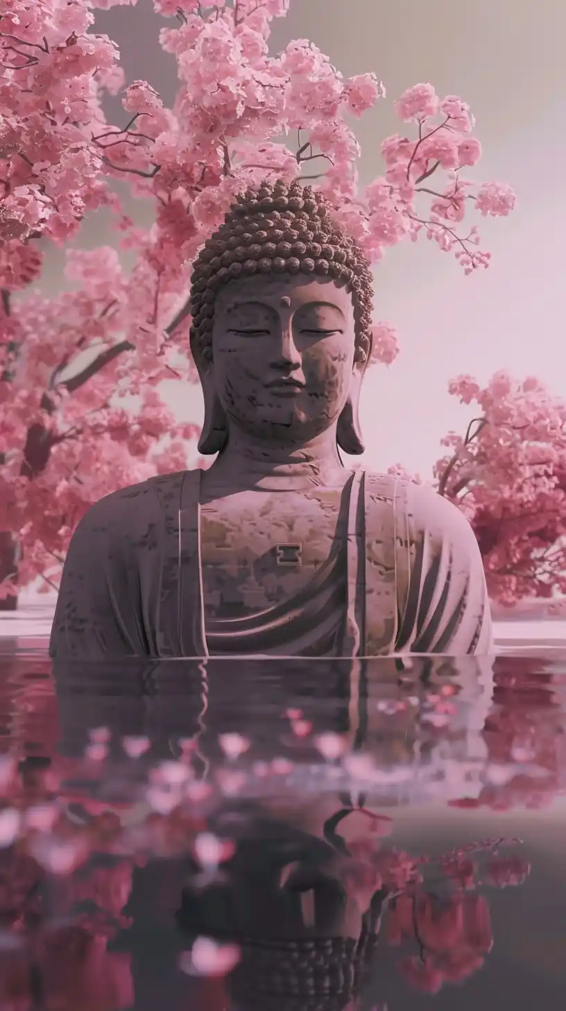 Buddha in Cherry Blossom Midjourney 提示词生成效果