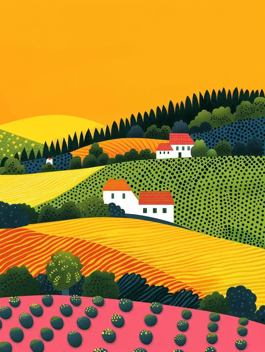 Google-Style Farming Illustration Midjourney提示词