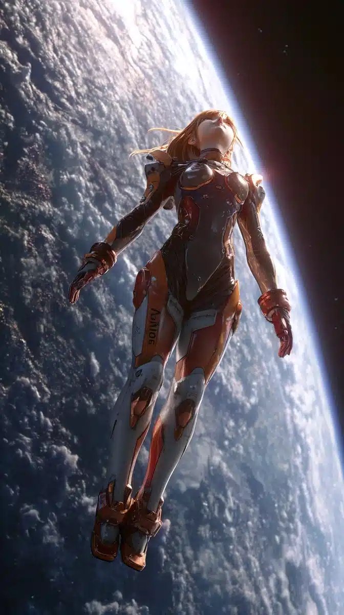 Asuka Floating in Space Midjourney提示词