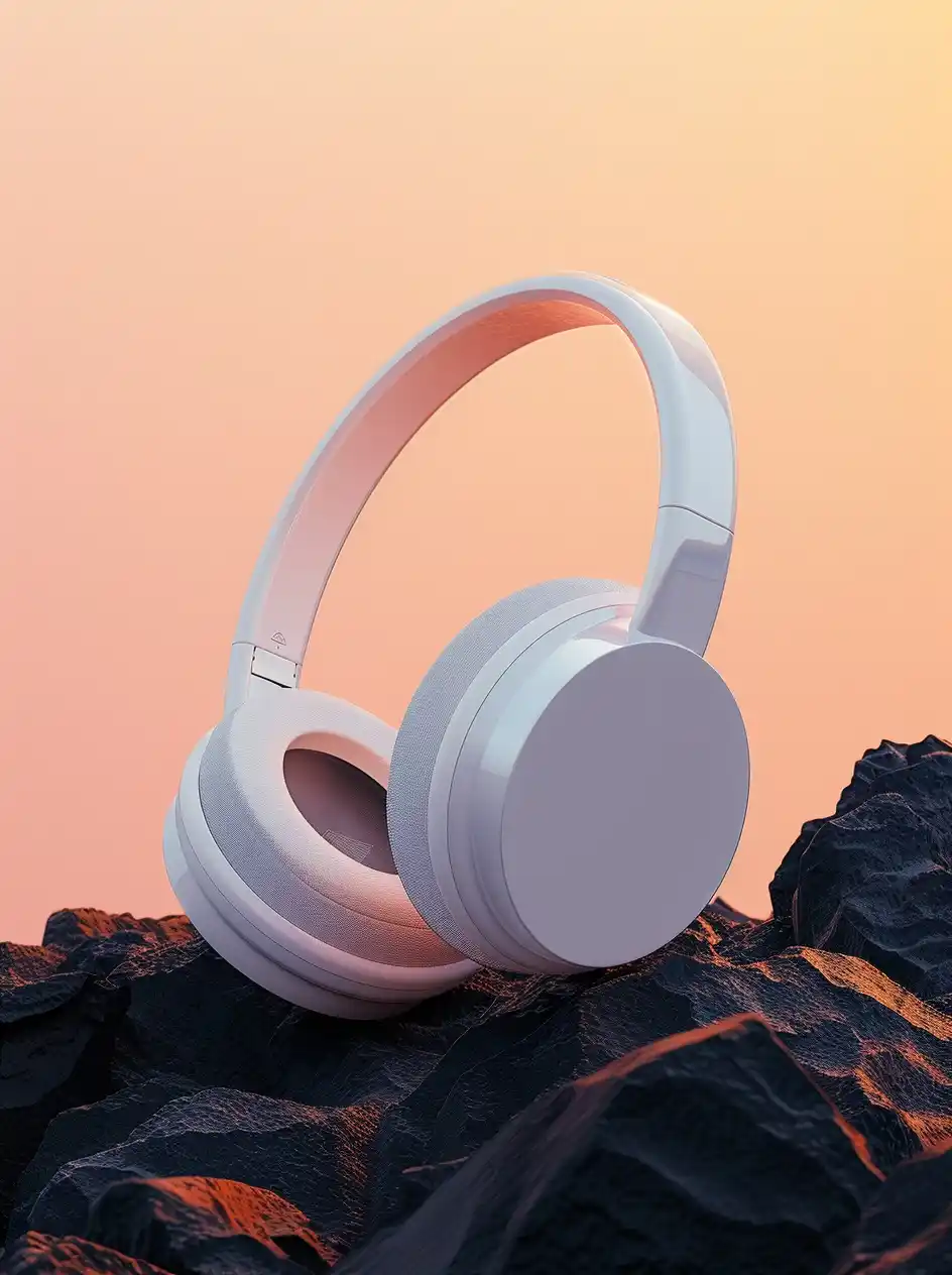 Metallic Headphone at Dusk Midjourney提示词