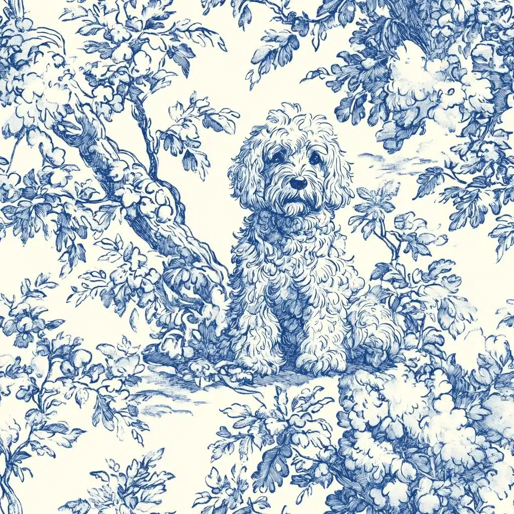 Toile Pattern with Labradoodle Midjourney提示词