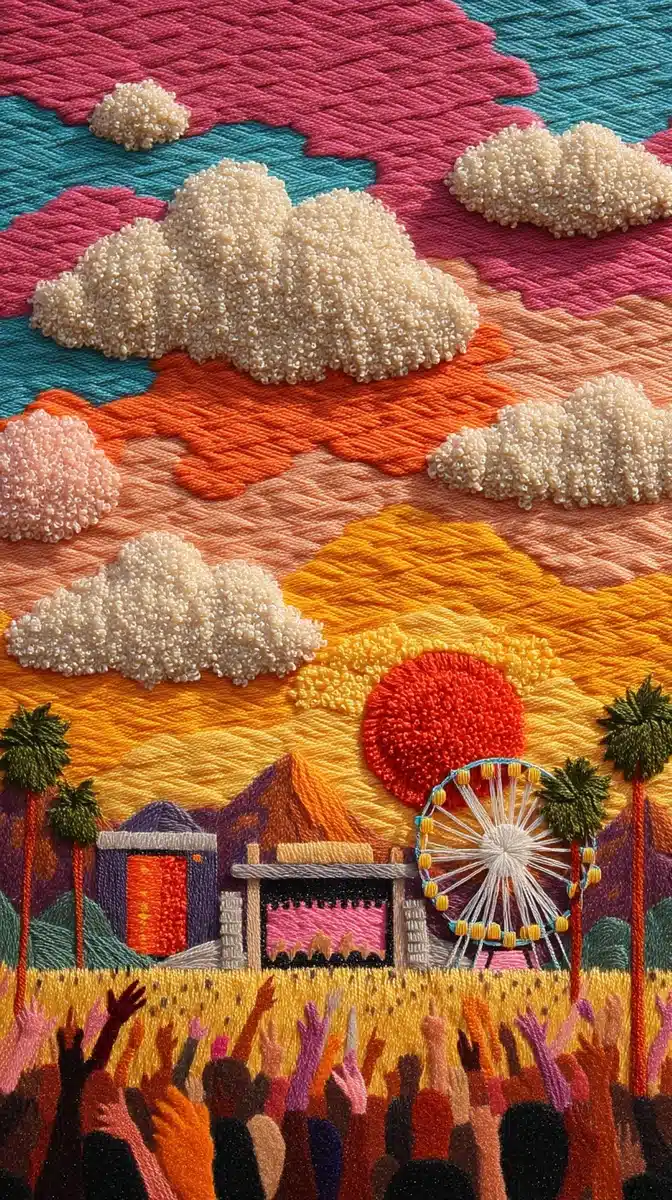 3D Embossed Coachella Scene Midjourney提示词