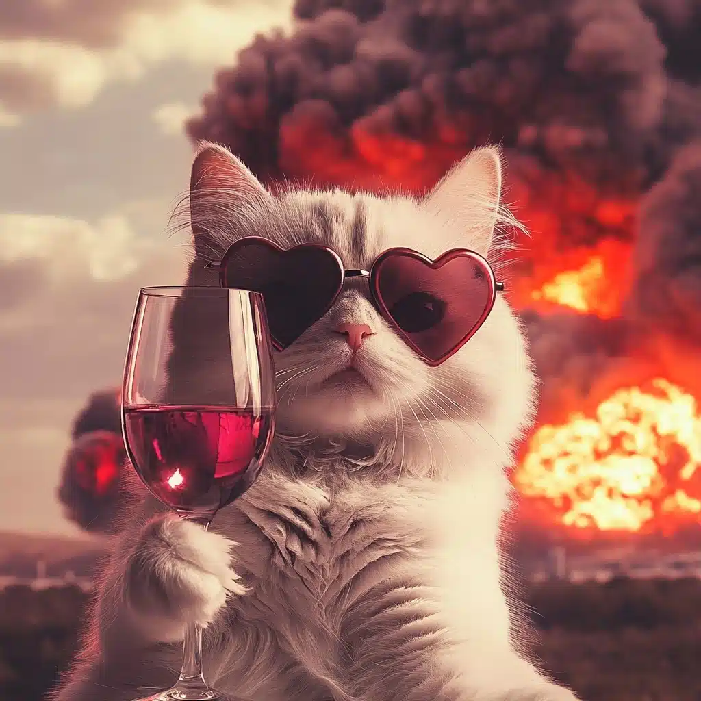 Feminine Cat with Wine Midjourney提示词