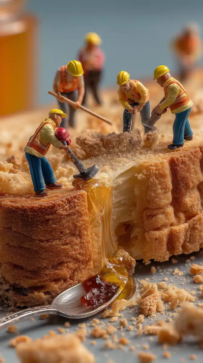 Miniature Workers on Rusk Midjourney提示词