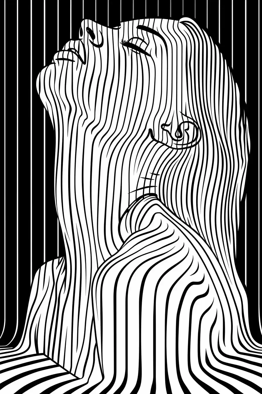 Optical Illusion Woman Graphic Vector Midjourney提示词