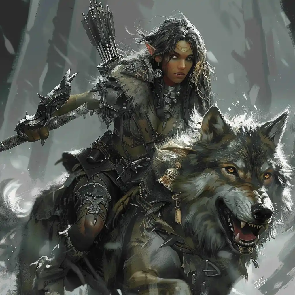 Realistic Orc Huntress Forest Midjourney提示词