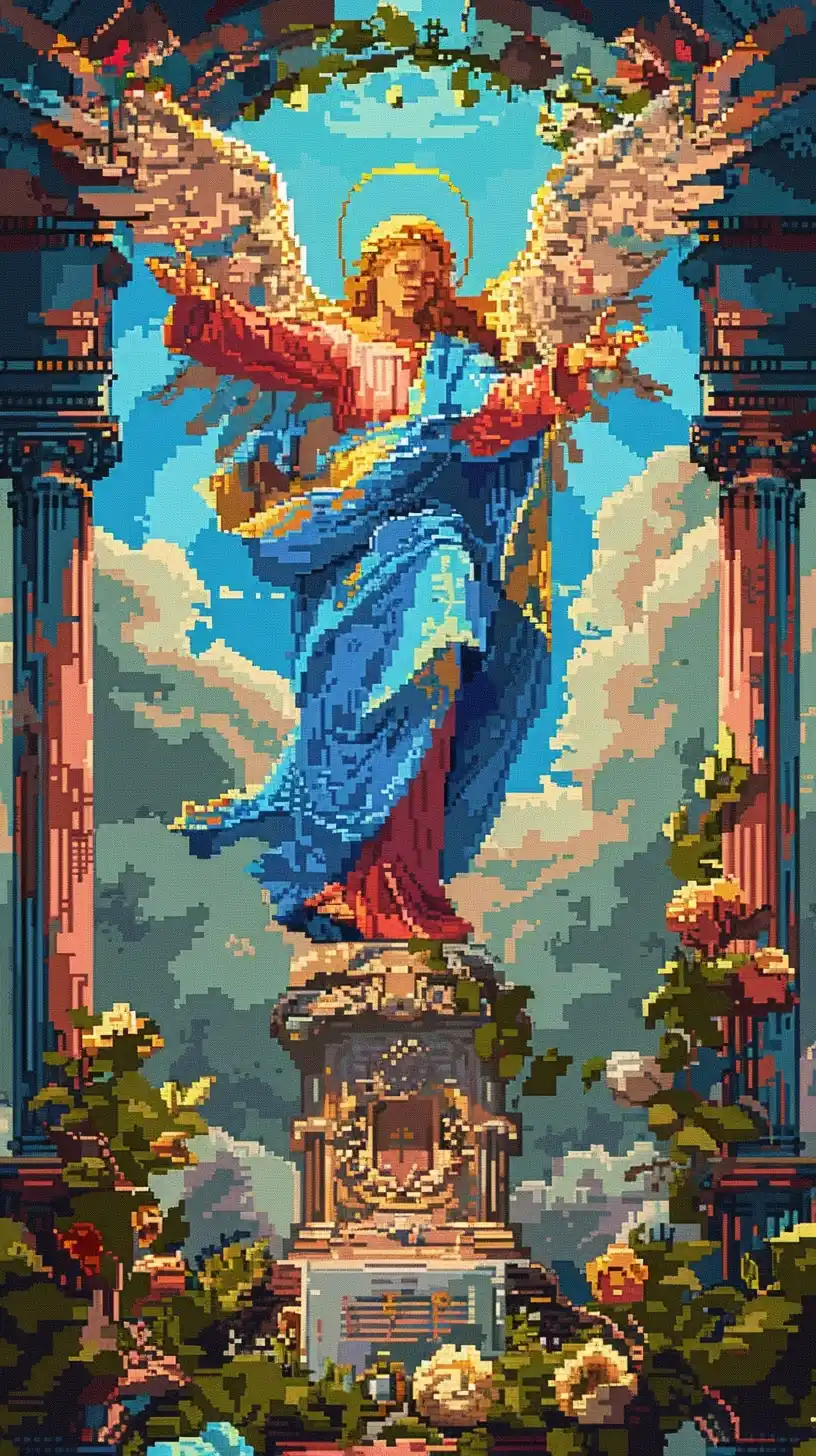 Pixelated Annunciation of Mary Midjourney提示词