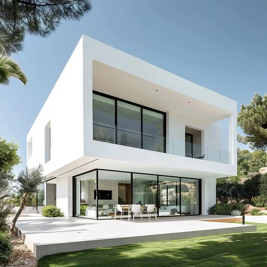 Modern Spanish House White Windows Midjourney提示词