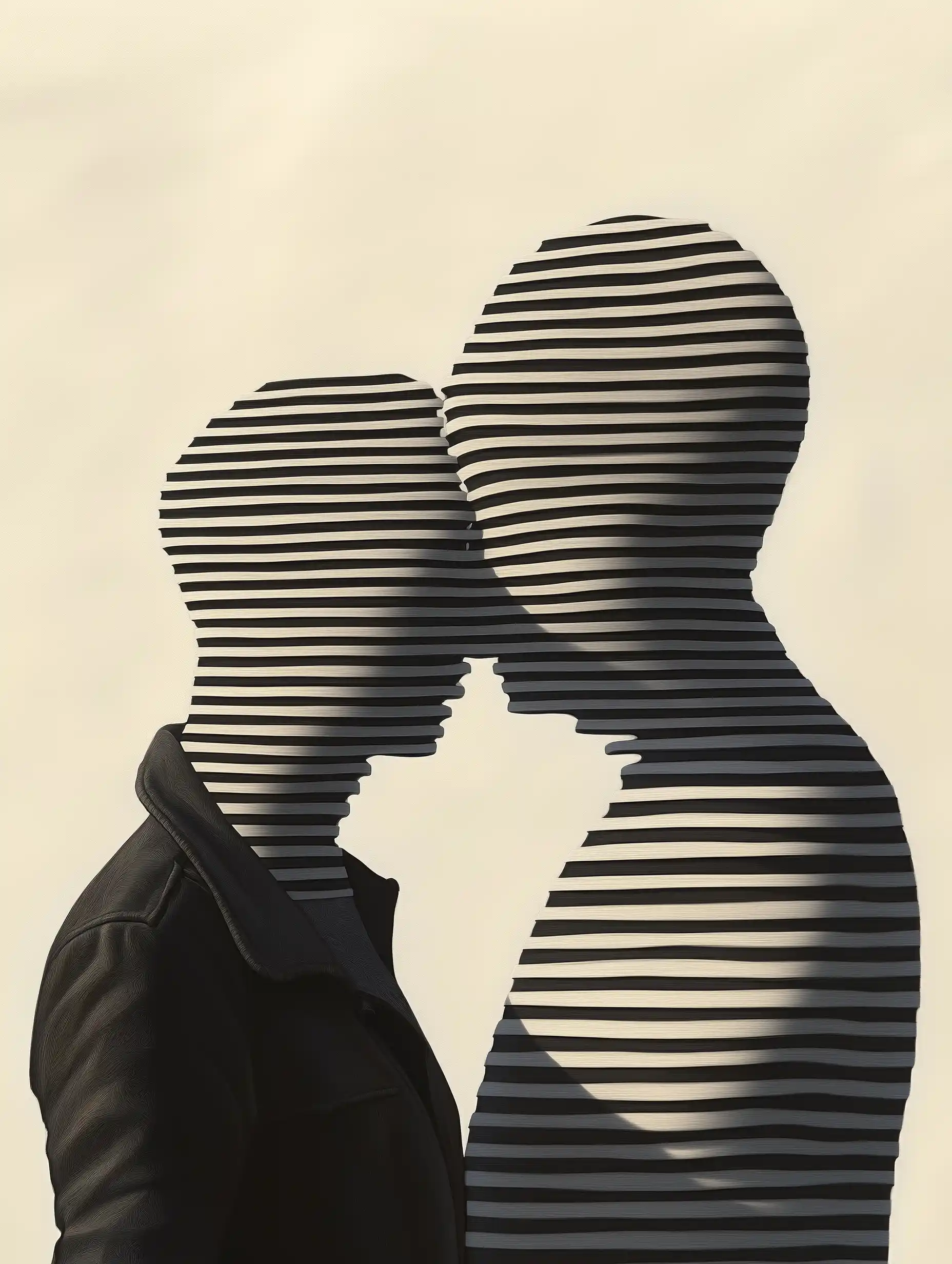 Waves Couple in Stripes Midjourney提示词