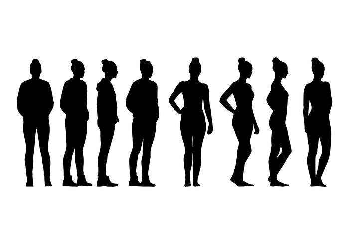 小圆面包Siluetas矢量的女人