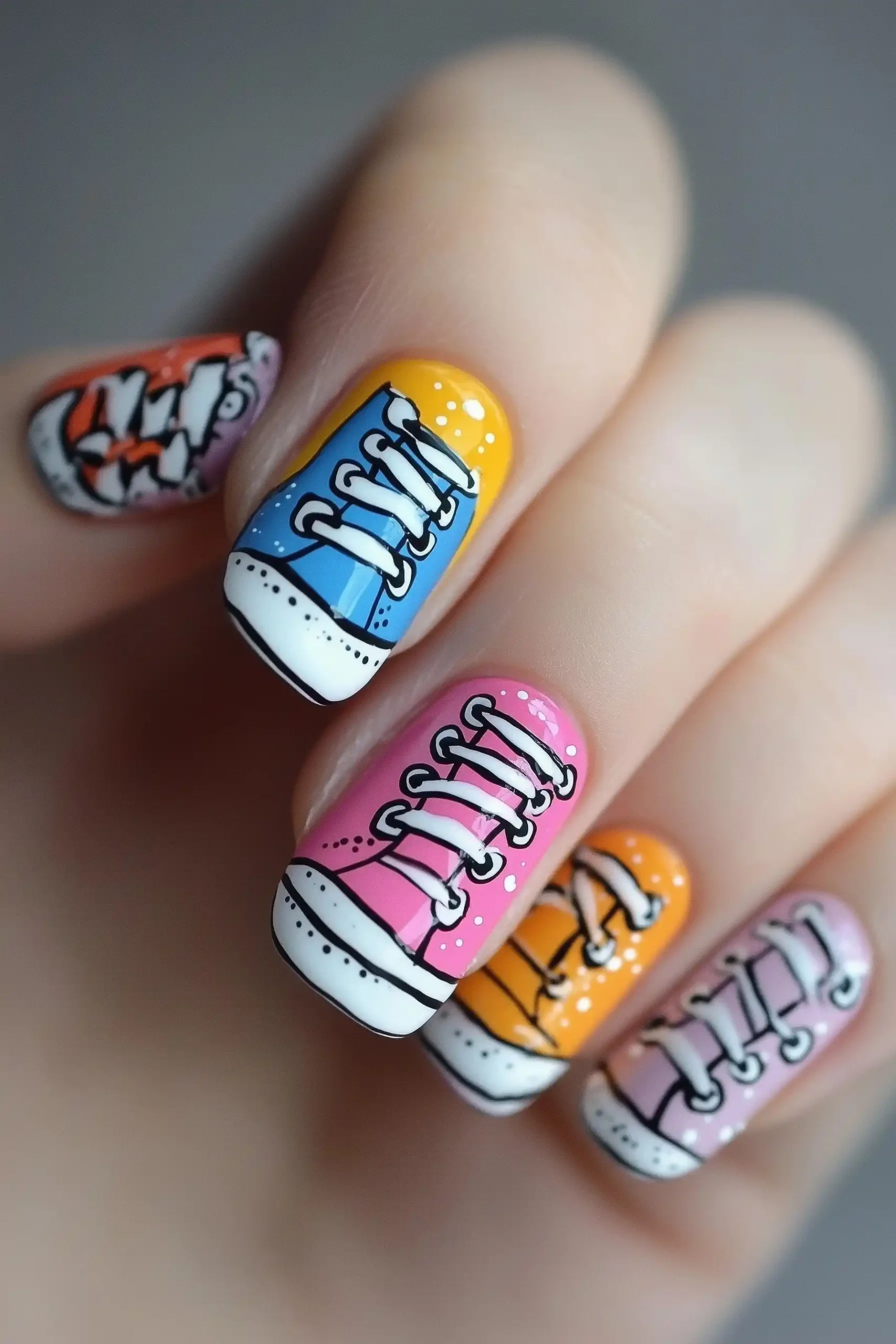 Photorealistic Sneaker Nail Art Midjourney提示词