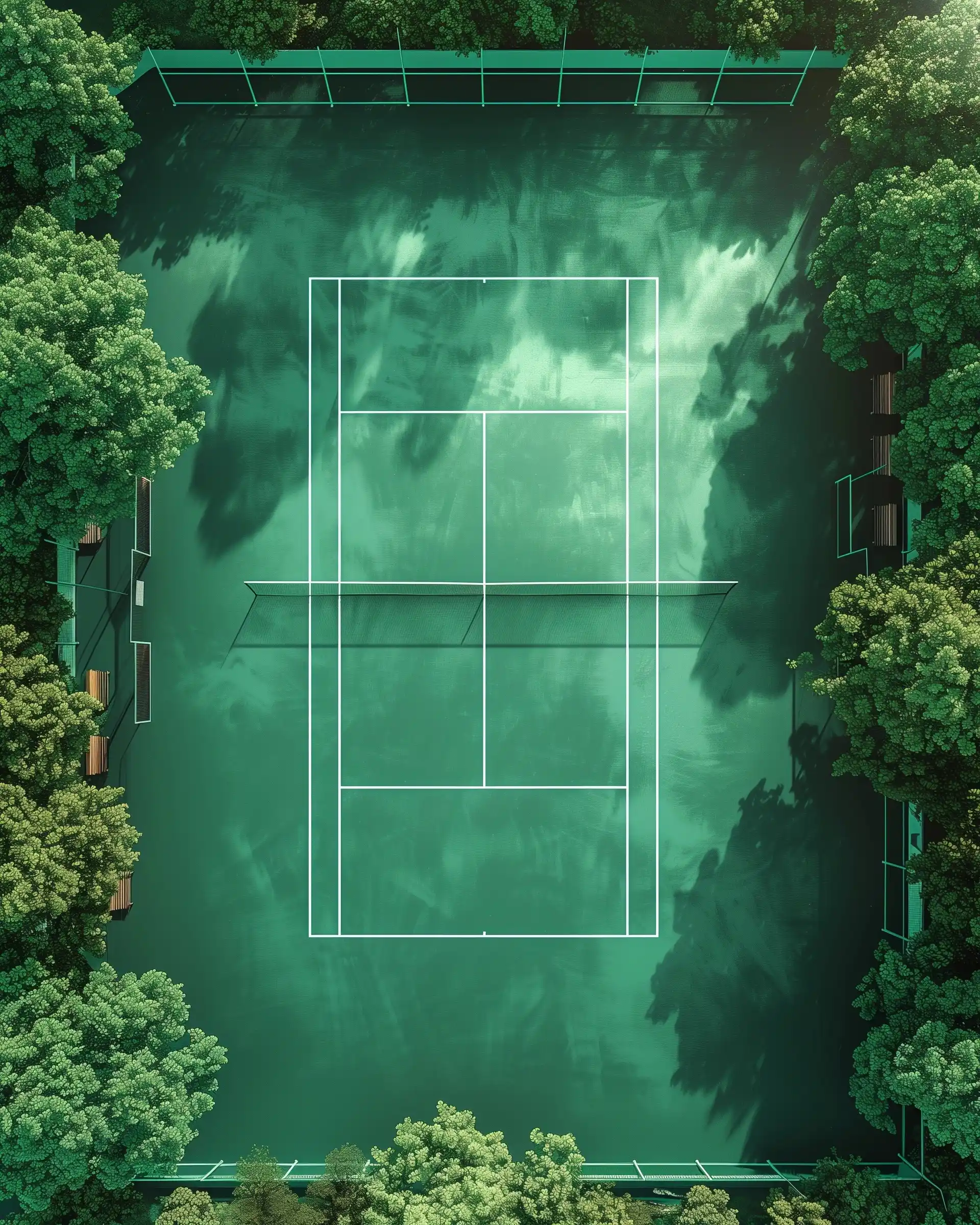 Minimal Green Tennis Court Midjourney提示词