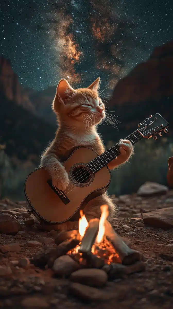 Ultra-Realistic Kitten Guitarist Midjourney提示词