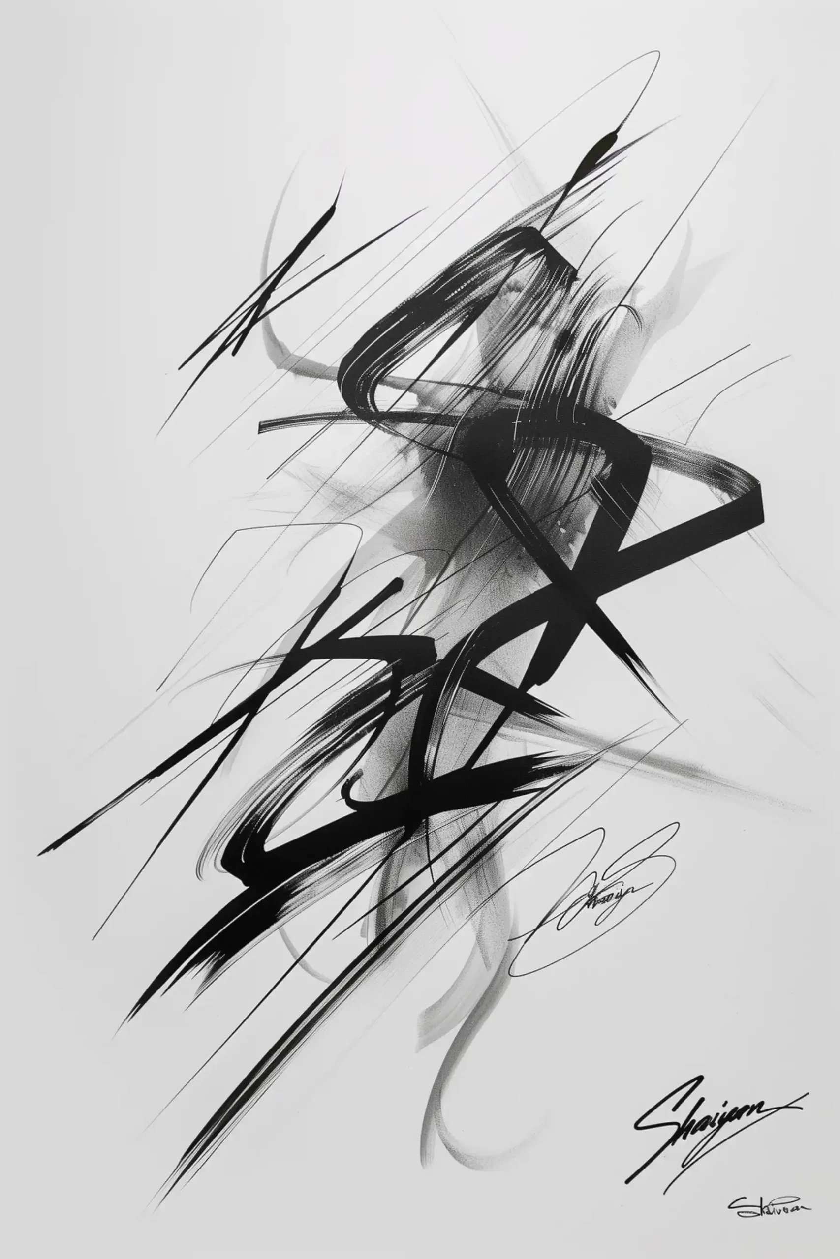 Inky Signature on White Midjourney提示词