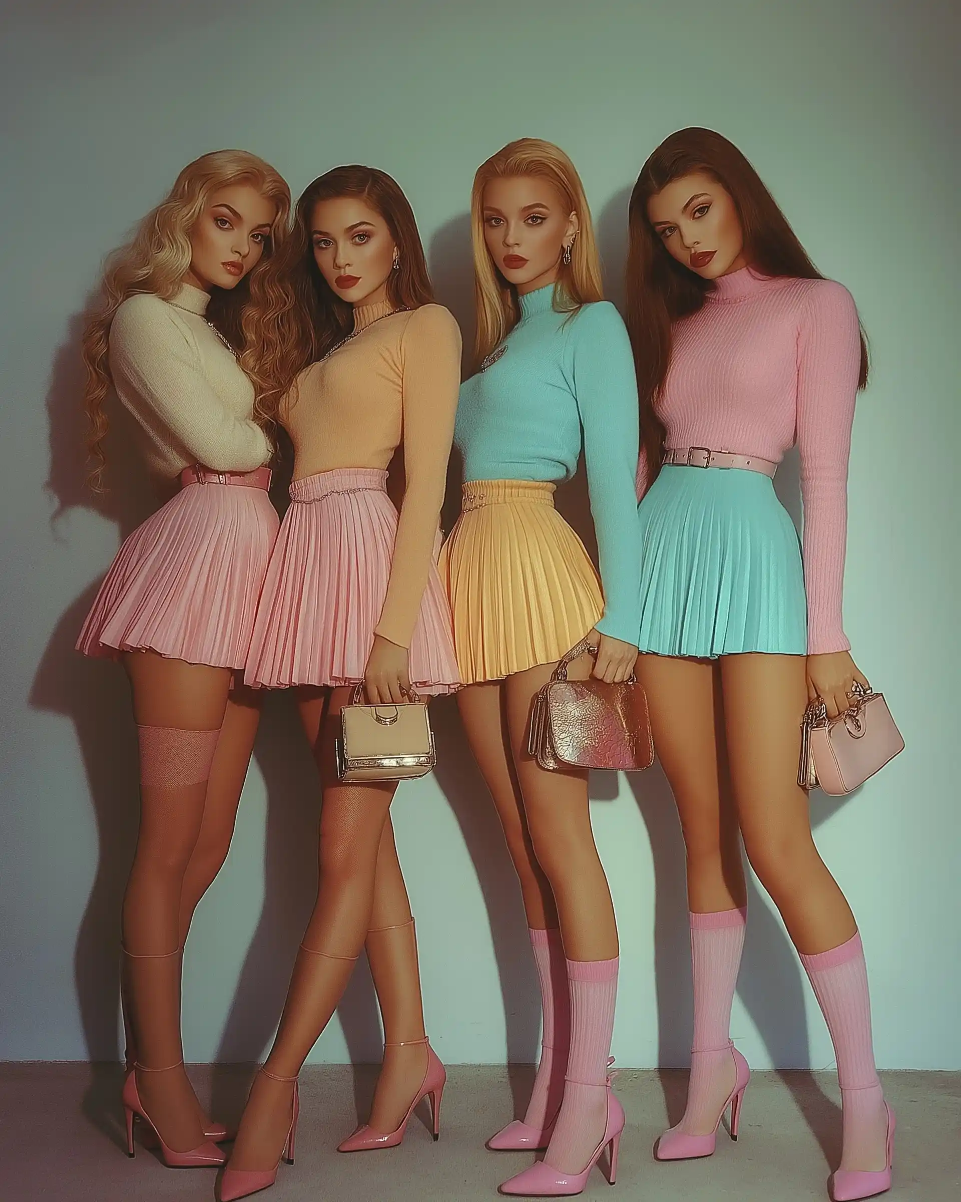 Kitsch Women in Skirts Midjourney提示词