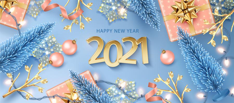 12款2021年新年快乐横幅与现实的金色数字等矢量素材打包下载