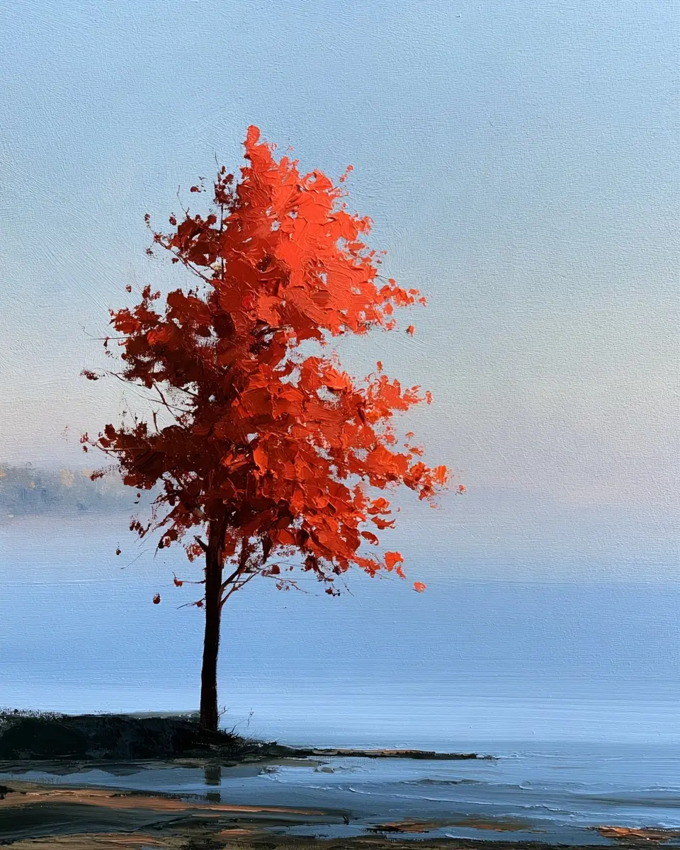 Alla Prima Autumn Tree Midjourney提示词