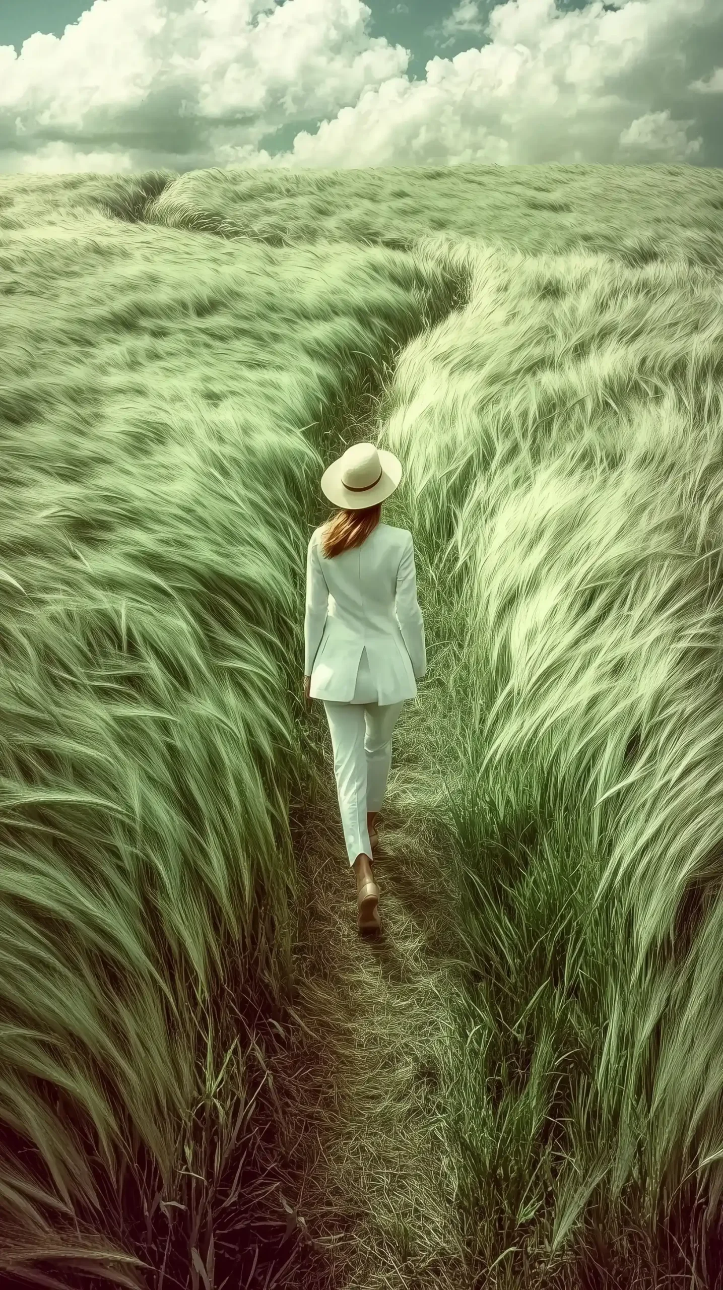 Surreal Pathway with Solitary Figure Midjourney提示词