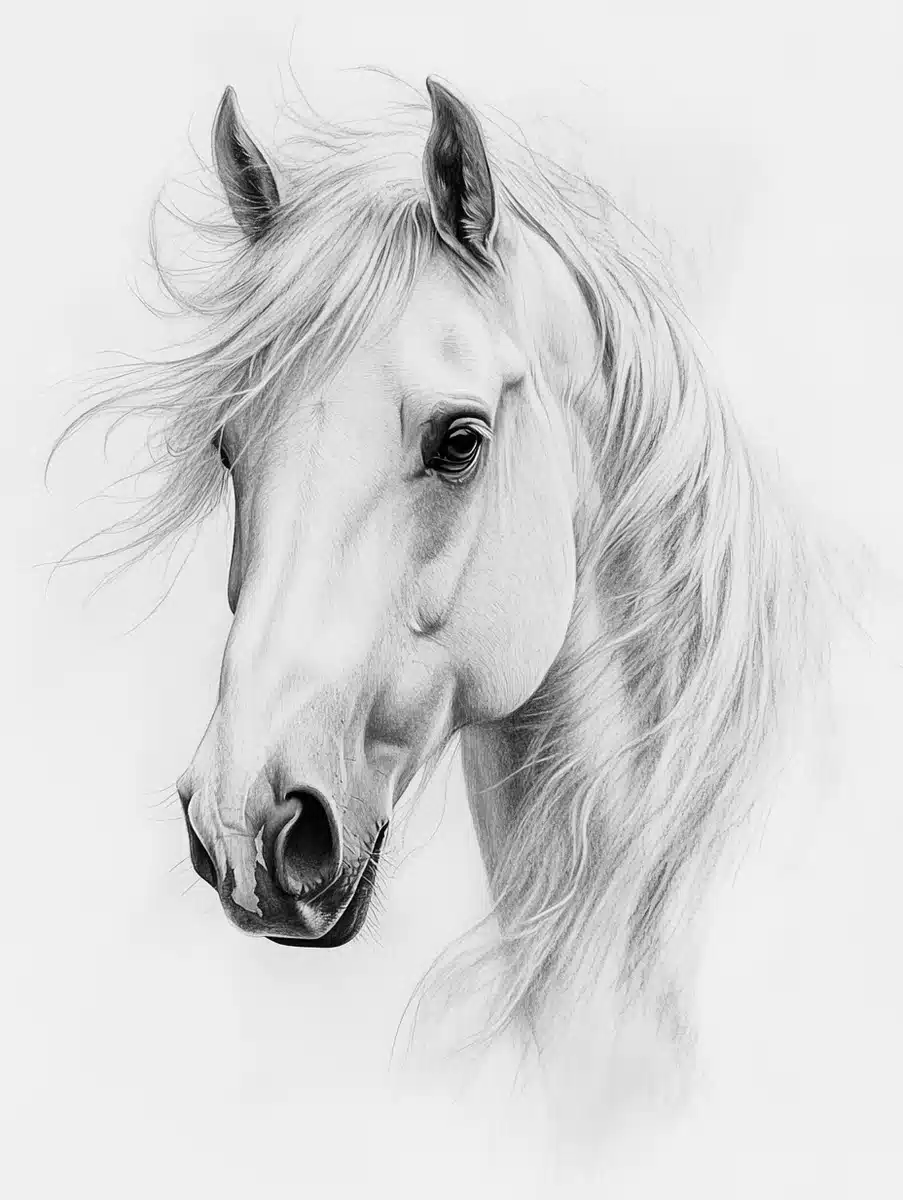 Pencil Drawing of Horse Midjourney提示词