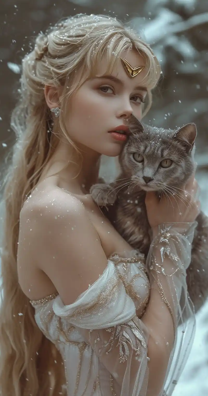 Frozen Sailor Moon with Black Cat Midjourney提示词