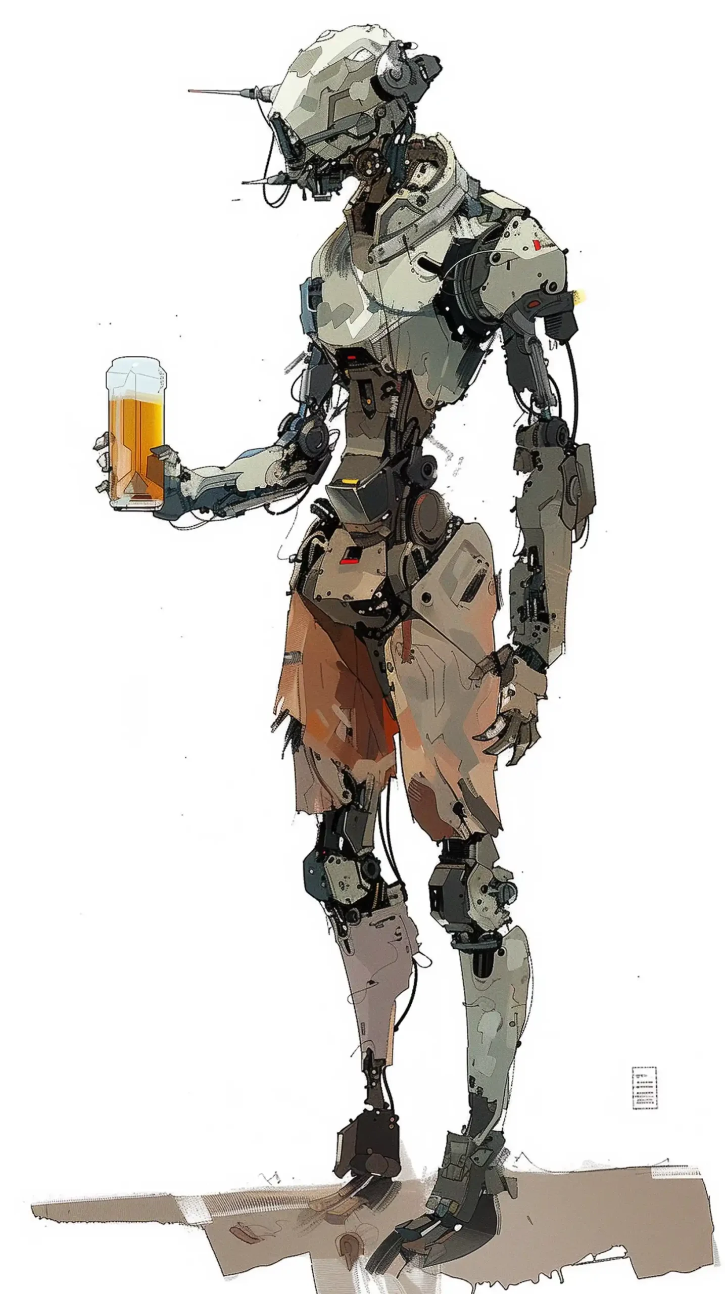 Techno Robot with Beer Midjourney提示词