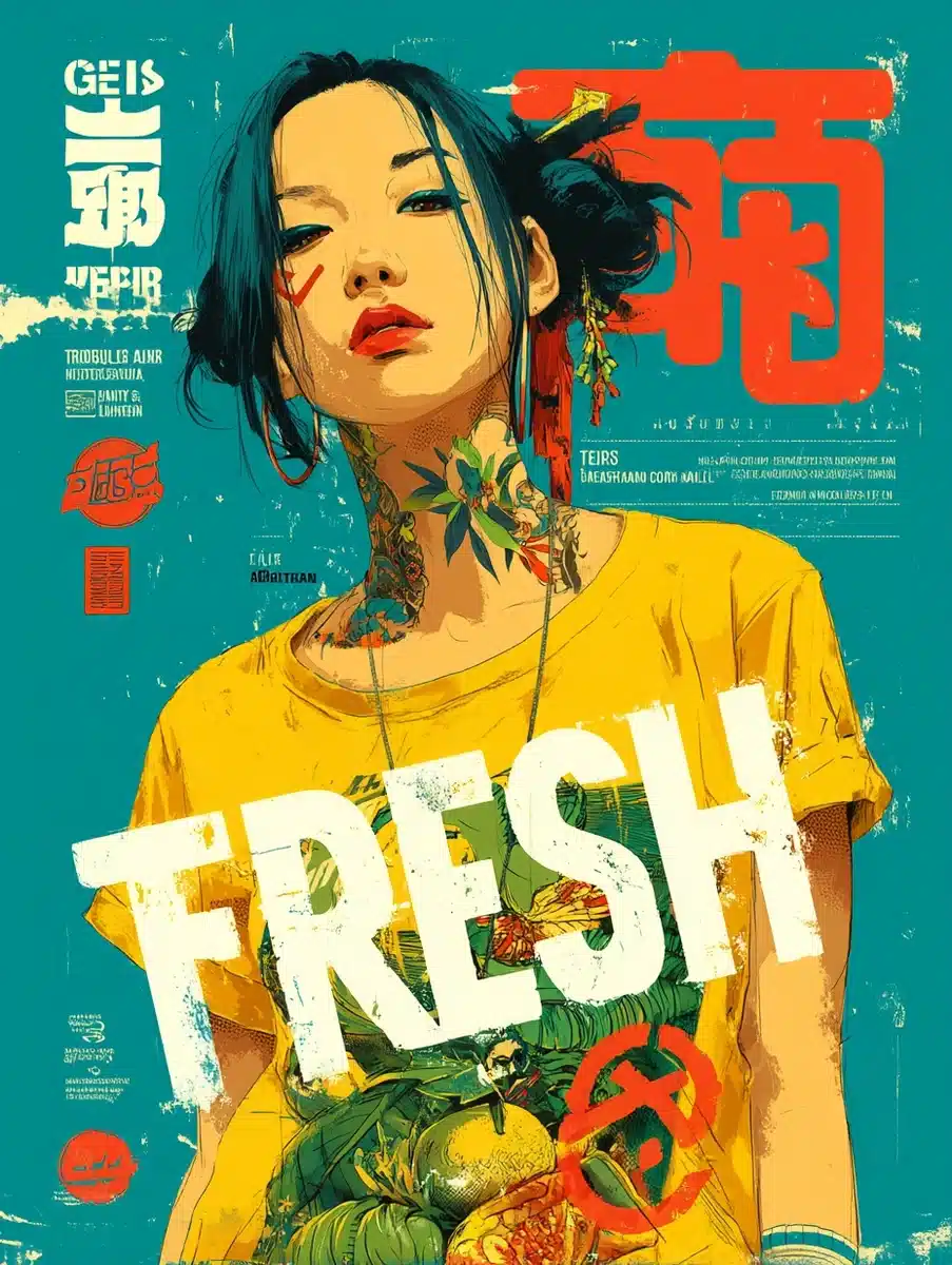 Graffiti Geisha with Tropicals Midjourney提示词