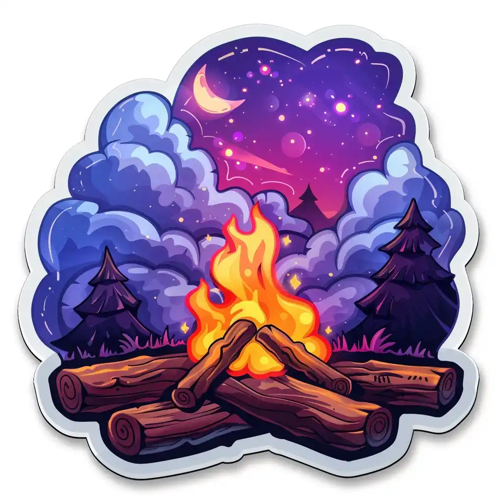 Psychedelic Bonfire Sticker Midjourney 提示词生成效果