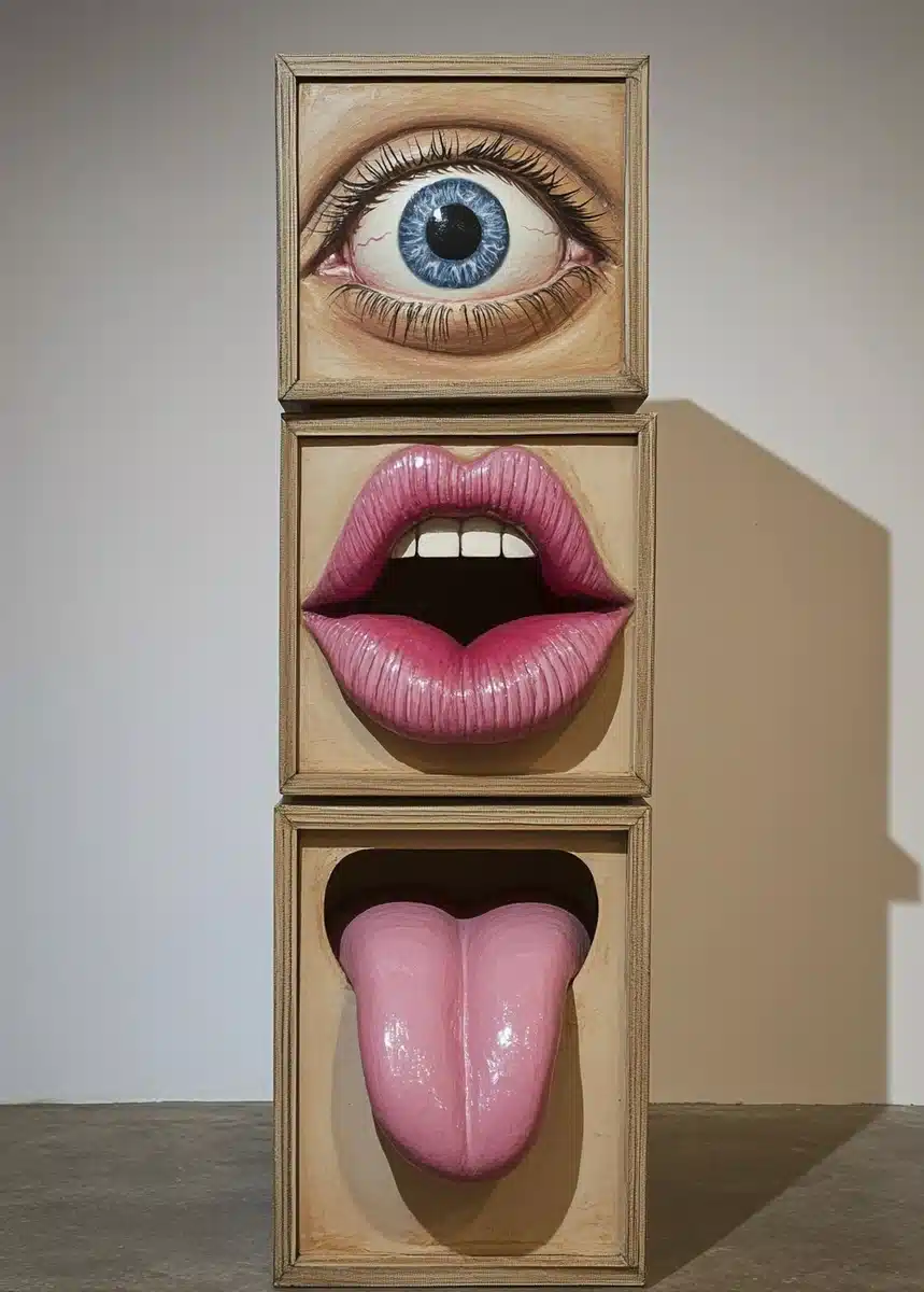 Stacked Box Sculpture Midjourney提示词