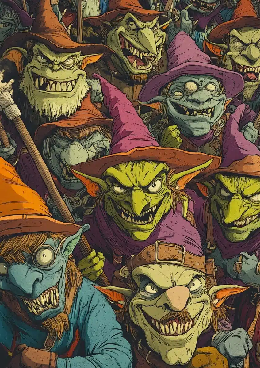 Colorful Goblin Army Illustration Midjourney提示词