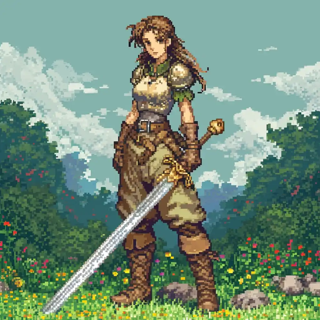 Pixel Fantasy Fighter Midjourney提示词