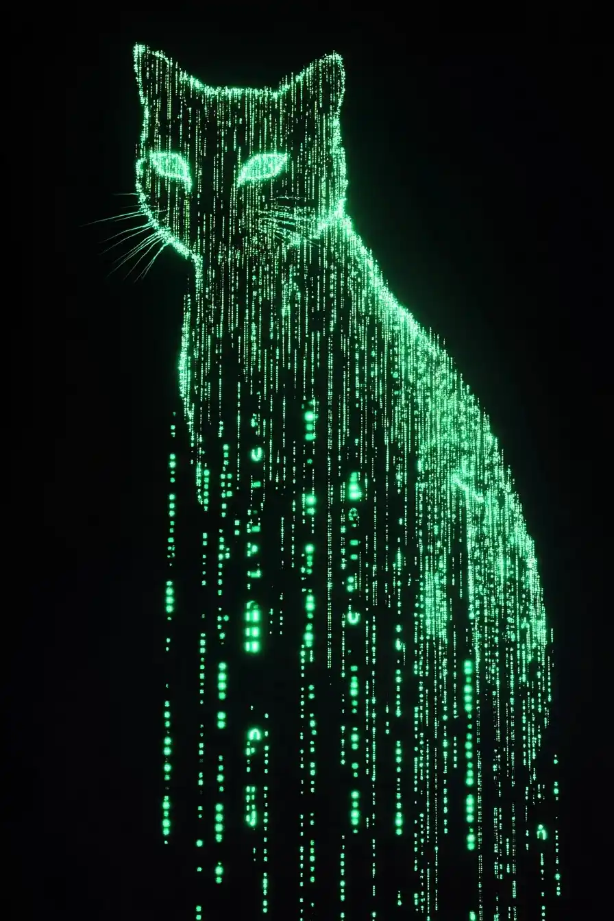 Neon Cat Silhouette Banner Midjourney提示词