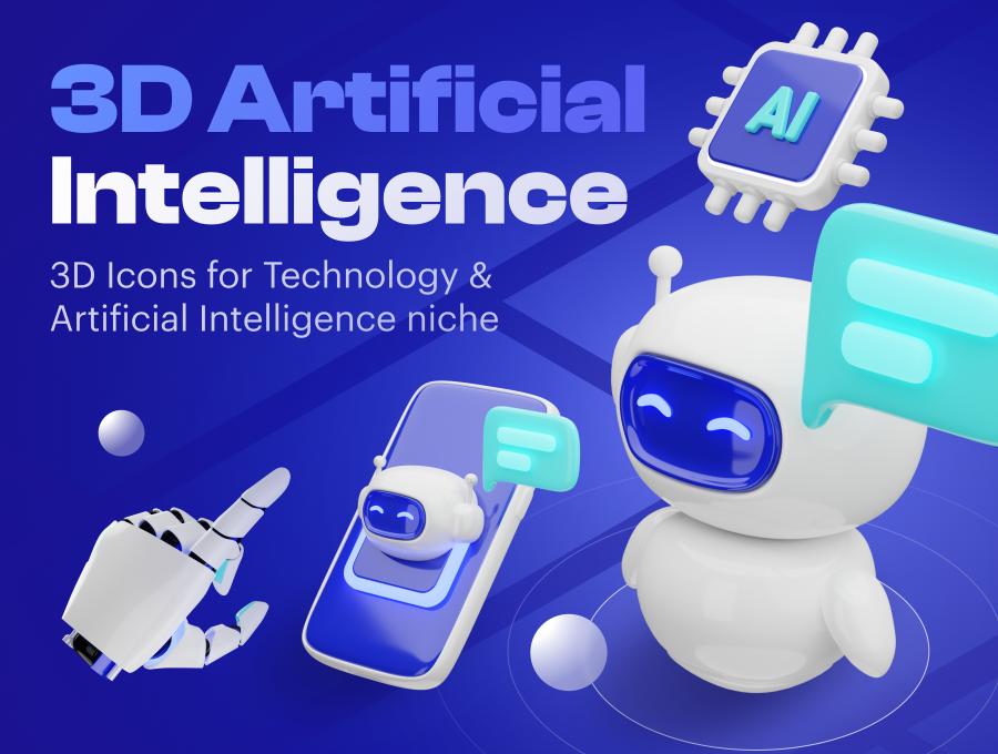 Artificially - Artificial Intelligence 3D Icon Set