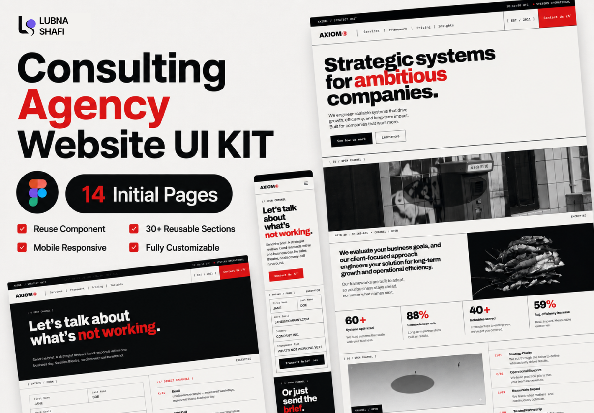 咨询与代理商网站UI套件（Figma），Consulting & Agency Website UI Kit