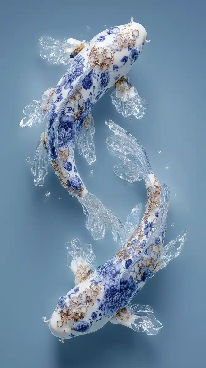 Surreal Koi in Water Midjourney提示词