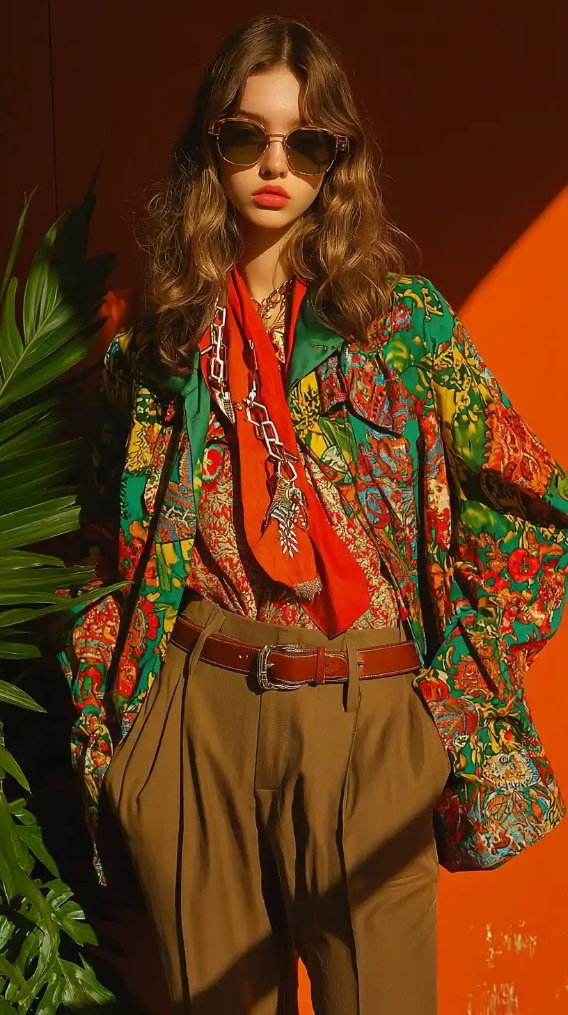Photorealistic 1970s Fashion Editorial Midjourney提示词