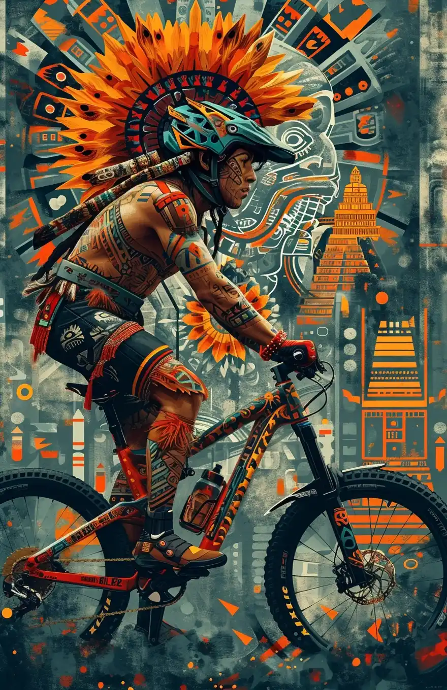 Mayan Biker with Temple Midjourney提示词