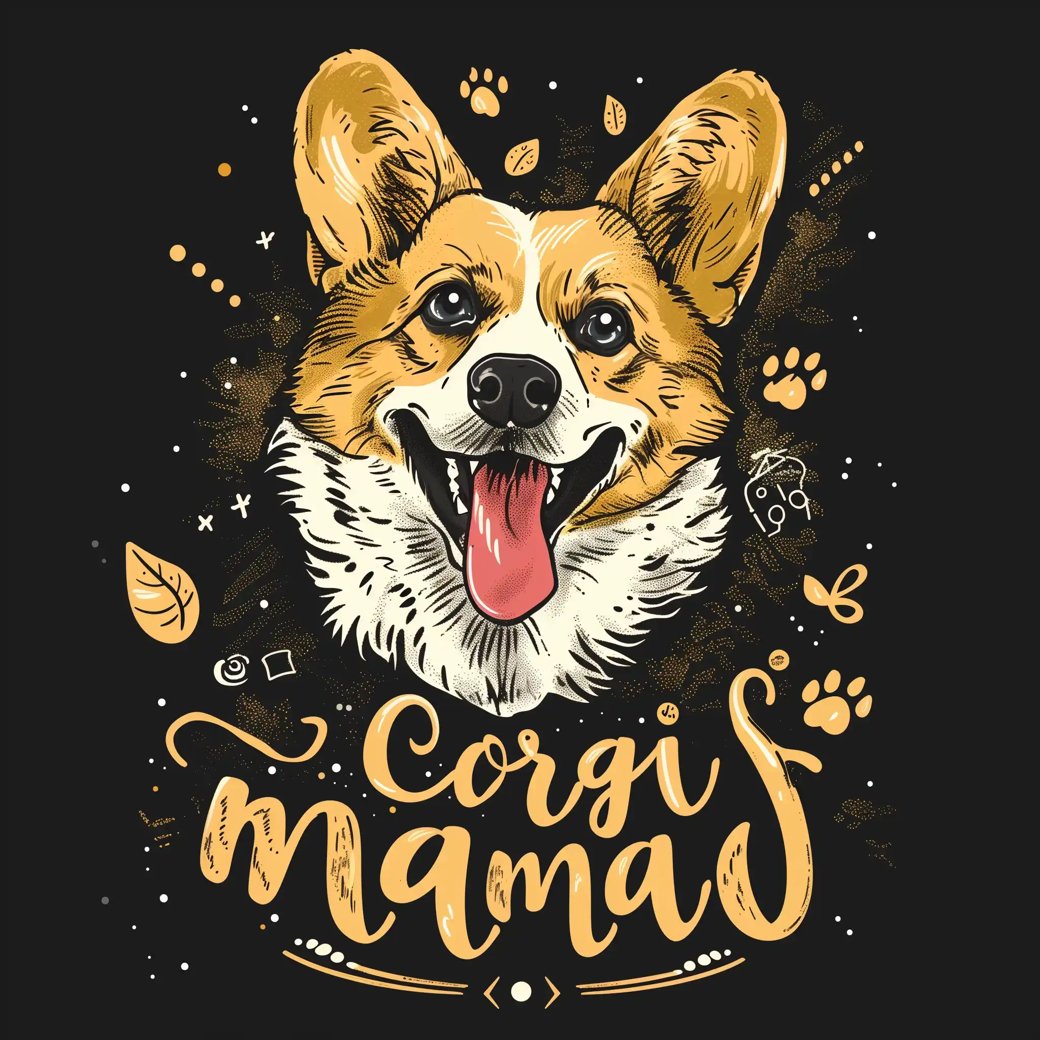 Graphic Corgi Mama Design Midjourney提示词
