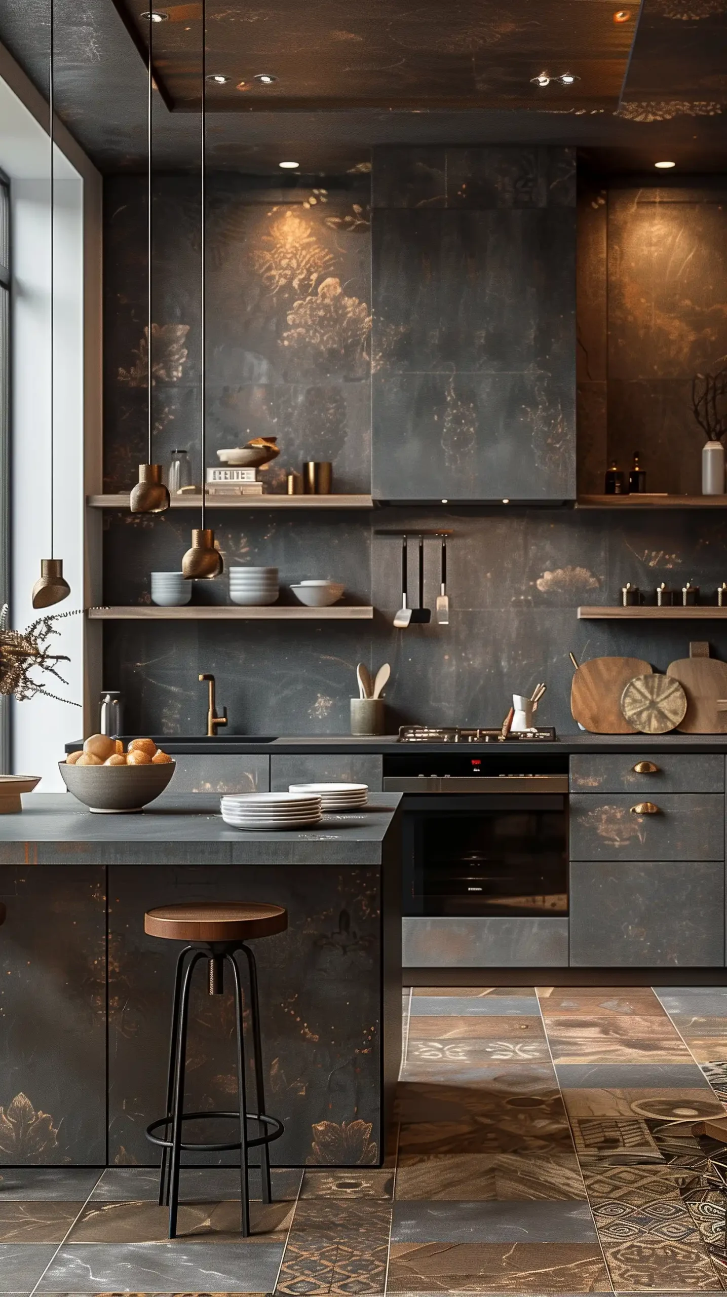 Realistic Gray Kitchen Photo Midjourney提示词