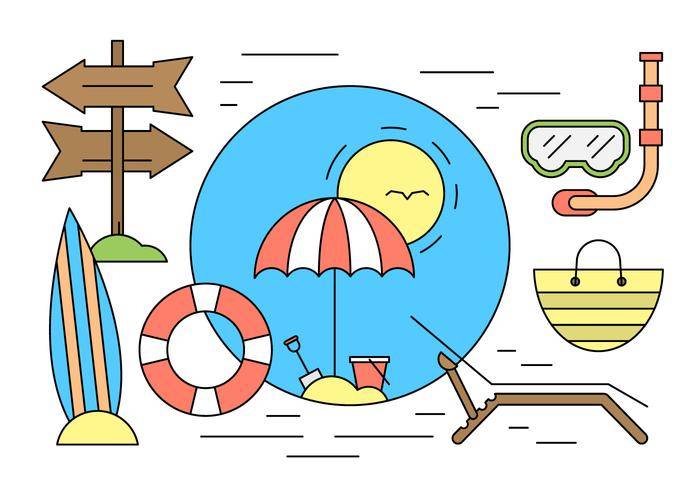 最小设计的夏季海滩图标