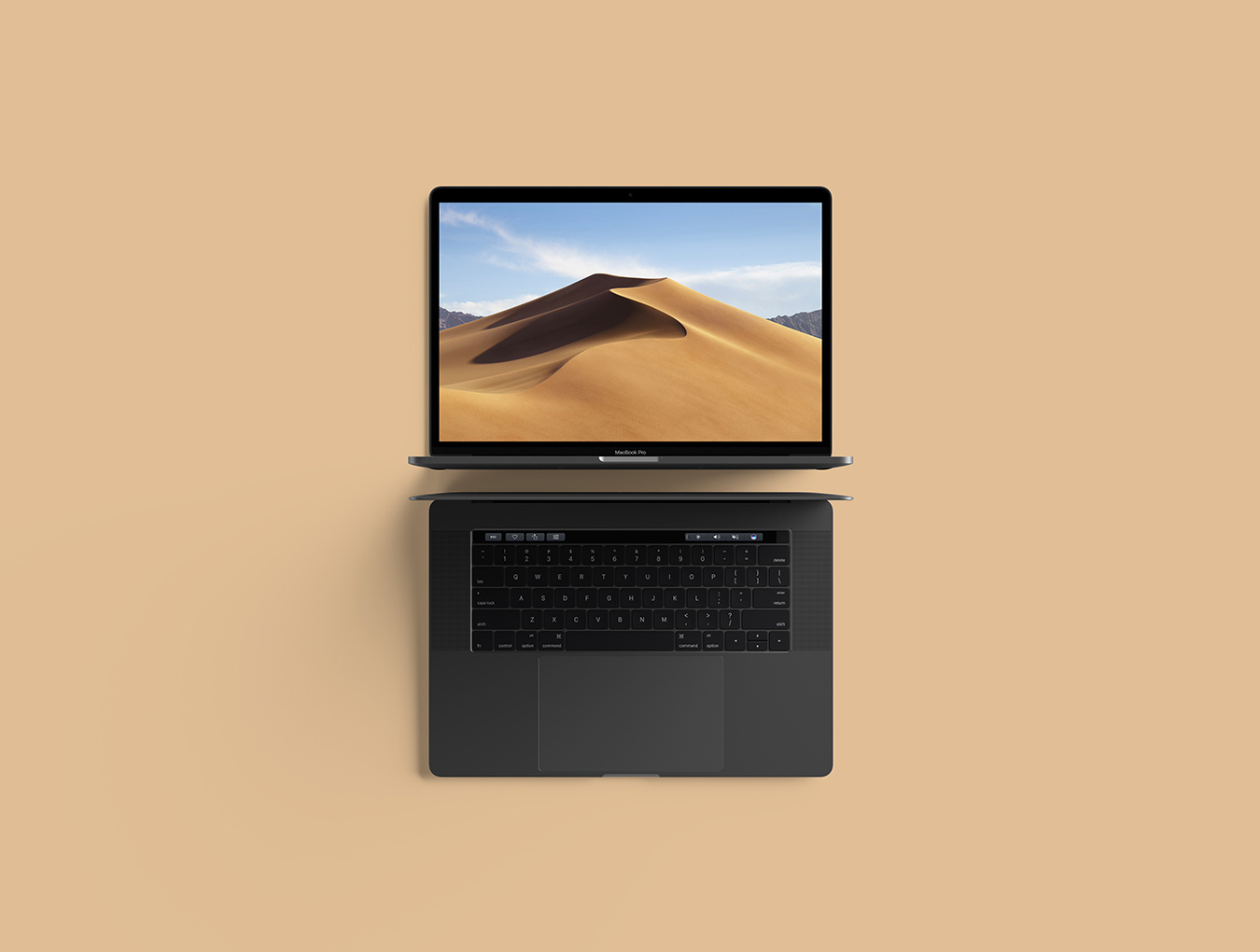 Photoshop顶视图MacBook Pro样机，现代MacBook Pro